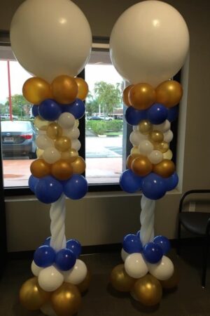 Balloons Column White, Blue & Gold
